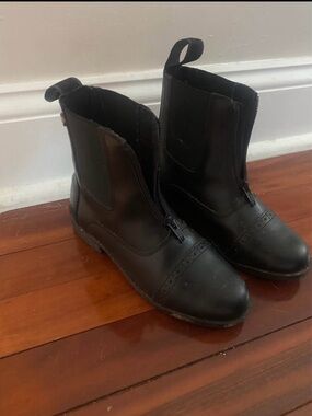 Black Zip Front Riding Boots
